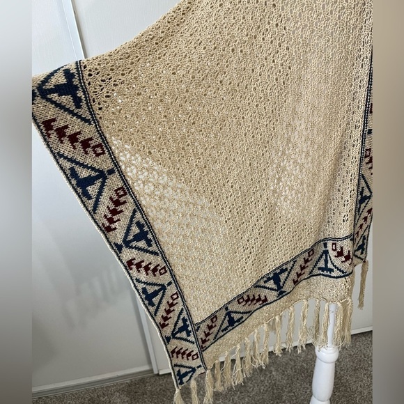 Indigo Thread Co Knit Pashmina Wrap Fringe Boho Aztec S - Picture 4 of 6